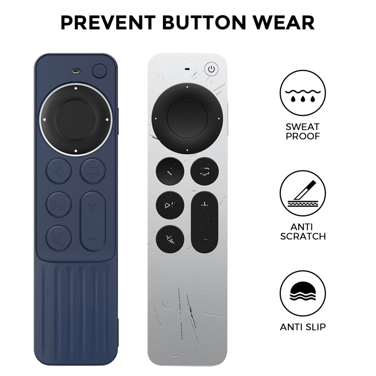 Per Apple TV Siri Remote 2/3 AhaStyle PT166 Custodia protettiva in silicone per telecomando Custodia protettiva antiscivolo a righe