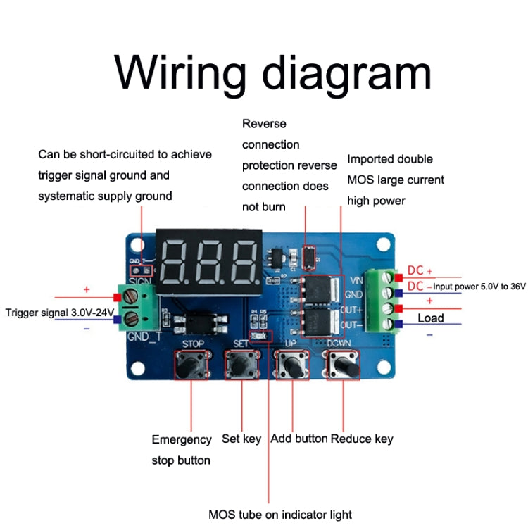 Deek-Robot DDC-432 Interruttore relè di ritardo DC5V-30V Dual MOS Tube Display digitale Controller relè temporizzato, Time Relay Controller