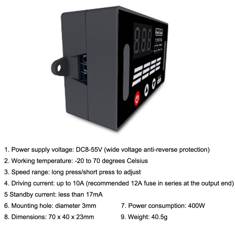 Regolatore velocità motore DC 8-55V PWM 10A Deek-Robot