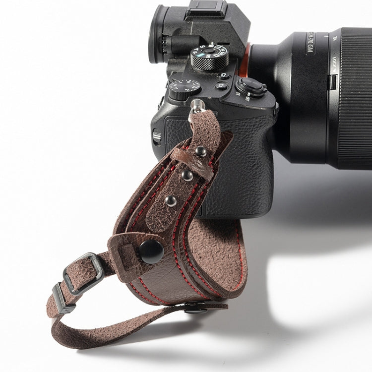Cinturino da polso per fotocamera SLR Cinturino da polso in pelle microfibra anti-caduta per fotocamera