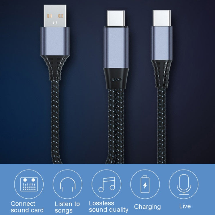 Cavo per scheda audio Live OTG Cavo dati per la ricarica del telefono cellulare Cavo dati per la registrazione audio, T22 8 Pin To Type-C/USB-C+USB, T23 8 Pin To Micro USB+USB, T25 8 Pin To Type-C/USB-C, T28 Type-C/USB-C To Type-C/USB-C����������������...