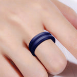 SiR053 Anello in silicone con bordo scanalato a forma di V. Anello per coppie sportive all'aperto, No.10, No.11, No.12
