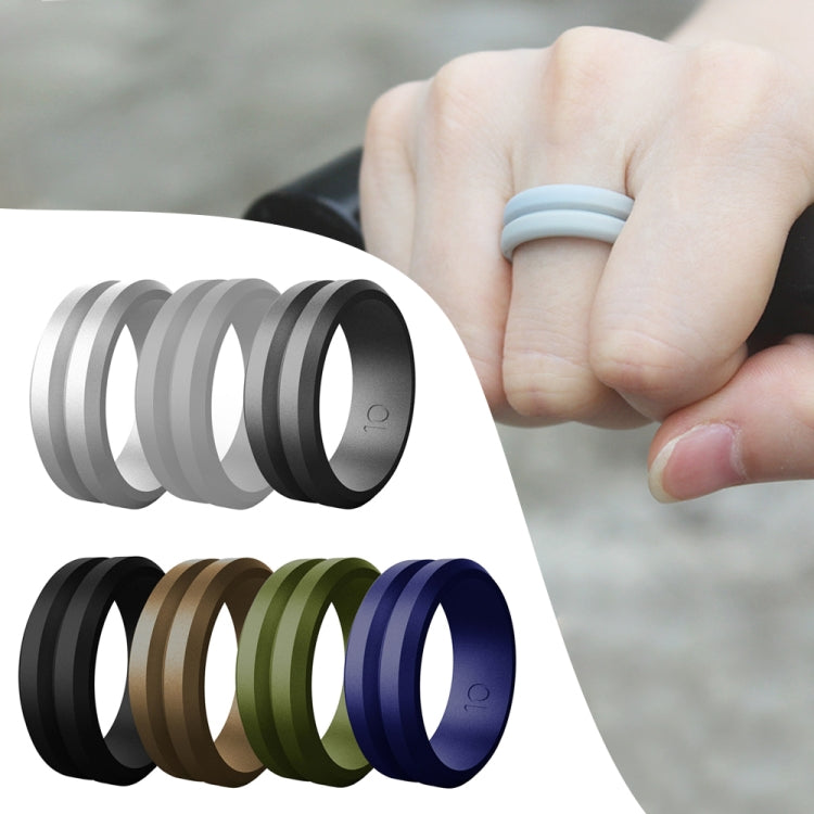 SiR053 Anello in silicone con bordo scanalato a forma di V. Anello per coppie sportive all'aperto, No.7, No.8, No.9