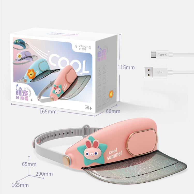 GL130-133 Mini ventilatore da campeggio portatile USB senza foglie con cappuccio per ventola da esterno, Star Rabbit, Sun Lion, Huahua Duck, Love Dragon