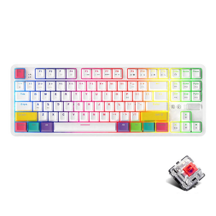 Ajazz K870T 87-Key Hot Swap Bluetooth/Wired Dual Mode Retroilluminazione RGB Office Game Tastiera Meccanica, Hot Swap Tea Shaft (Black), Hot Swap Red Shaft (White), Hot Swap Red Shaft (Black), Hot Swap Green Shaft (Black), Hot Swap Green Shaft (White)�...