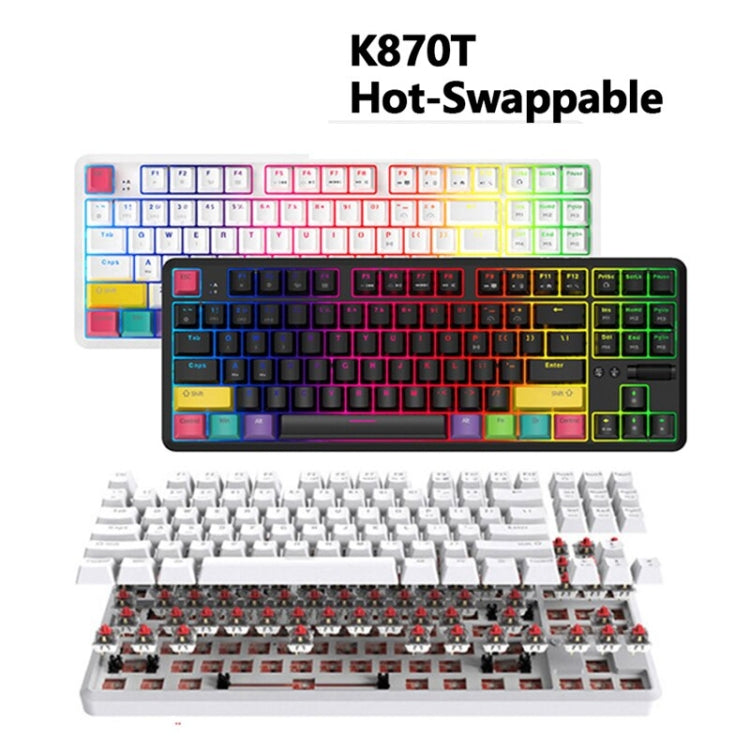 Ajazz K870T 87-Key Hot Swap Bluetooth/Wired Dual Mode Retroilluminazione RGB Office Game Tastiera Meccanica, Hot Swap Tea Shaft (Black), Hot Swap Red Shaft (White), Hot Swap Red Shaft (Black), Hot Swap Green Shaft (Black), Hot Swap Green Shaft (White)�...
