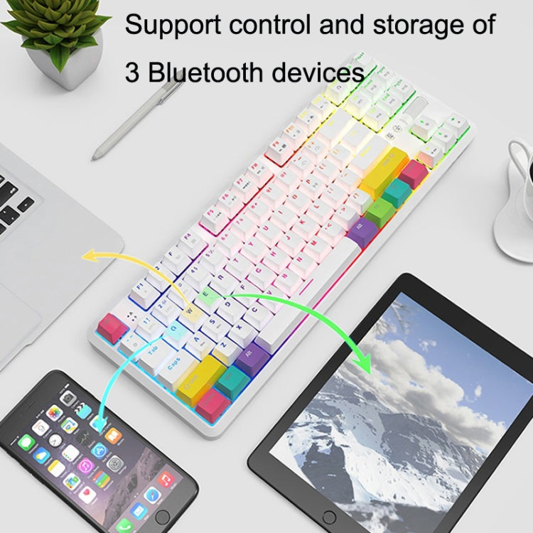 Ajazz K870T 87-Key Hot Swap Bluetooth/Wired Dual Mode Retroilluminazione RGB Office Game Tastiera Meccanica, Hot Swap Tea Shaft (Black), Hot Swap Red Shaft (White), Hot Swap Red Shaft (Black), Hot Swap Green Shaft (Black), Hot Swap Green Shaft (White)�...