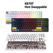 Ajazz K870T 87-Key Hot Swap Bluetooth/Wired Dual Mode Retroilluminazione RGB Office Game Tastiera Meccanica, Hot Swap Tea Shaft (Black), Hot Swap Red Shaft (White), Hot Swap Red Shaft (Black), Hot Swap Green Shaft (Black), Hot Swap Green Shaft (White) ...