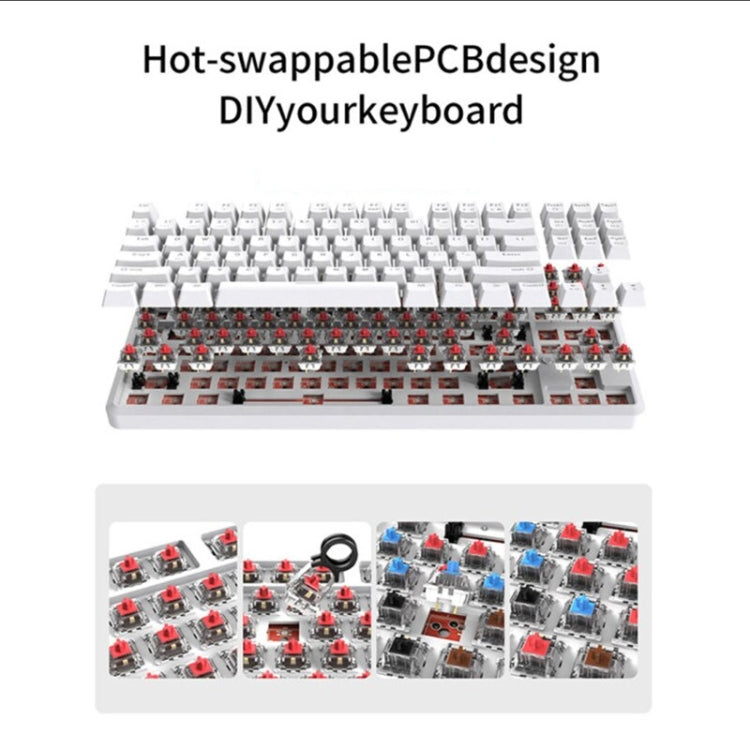 Ajazz K870T 87-Key Hot Swap Bluetooth/Wired Dual Mode Retroilluminazione RGB Office Game Tastiera Meccanica, Hot Swap Tea Shaft (Black), Hot Swap Red Shaft (White), Hot Swap Red Shaft (Black), Hot Swap Green Shaft (Black), Hot Swap Green Shaft (White)�...