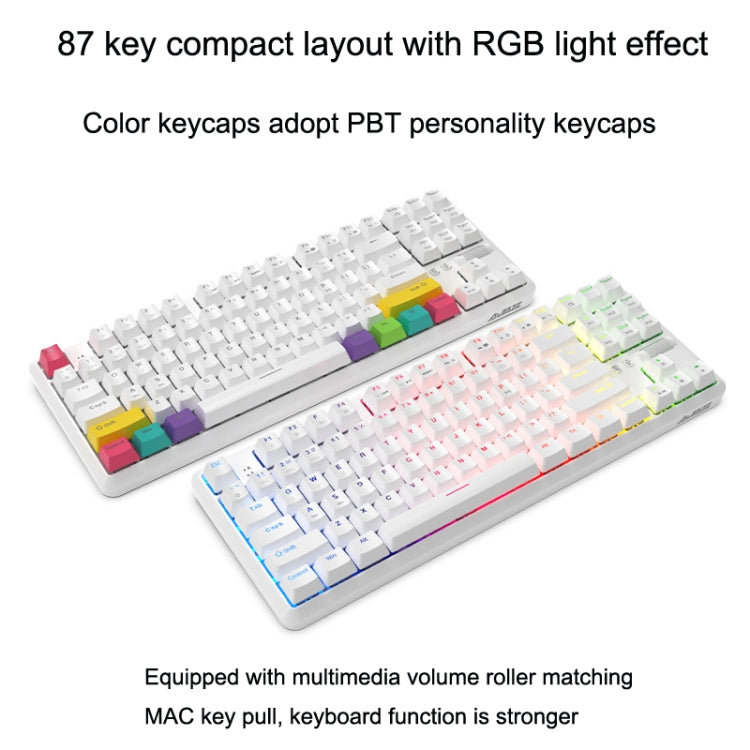 Ajazz K870T 87-Key Hot Swap Bluetooth/Wired Dual Mode Retroilluminazione RGB Office Game Tastiera Meccanica, Hot Swap Tea Shaft (Black), Hot Swap Red Shaft (White), Hot Swap Red Shaft (Black), Hot Swap Green Shaft (Black), Hot Swap Green Shaft (White) ...