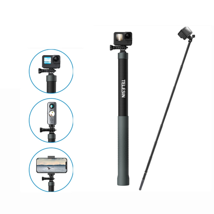 Monopiede Selfie Stick 3m Fibra Carbonio per Action Camera