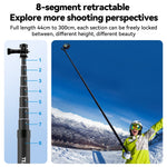 Monopiede Selfie Stick 3m Fibra Carbonio per Action Camera
