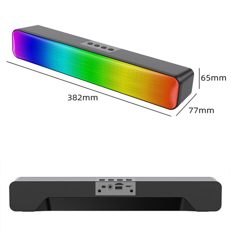 E-3562 Altoparlante wireless Bluetooth multifunzionale a striscia lunga da tavolo con luce colorata RGB, E-3562 (Black)