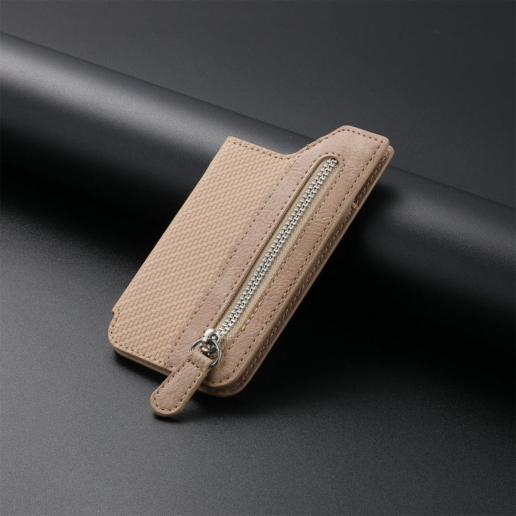 Porta carte d'identità per telefono Custodia adesiva per borsa porta carte con cerniera in pelle PU