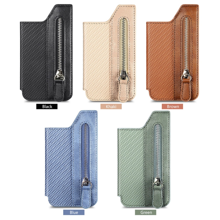 Porta carte d'identità per telefono Custodia adesiva per borsa porta carte con cerniera in pelle PU