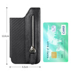 Porta carte d'identità per telefono Custodia adesiva per borsa porta carte con cerniera in pelle PU