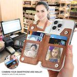 Porta carte d'identità per telefono Custodia adesiva per borsa porta carte con cerniera in pelle PU