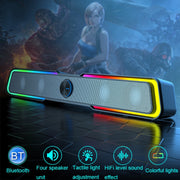 HP DHE6002S RGB Lights HiFi Sound Effect Computer Audio Desktop Long Strip Altoparlanti, Wired Version, Wired+Bluetooth Version