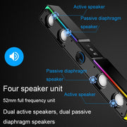 HP DHE6002S RGB Lights HiFi Sound Effect Computer Audio Desktop Long Strip Altoparlanti, Wired Version, Wired+Bluetooth Version