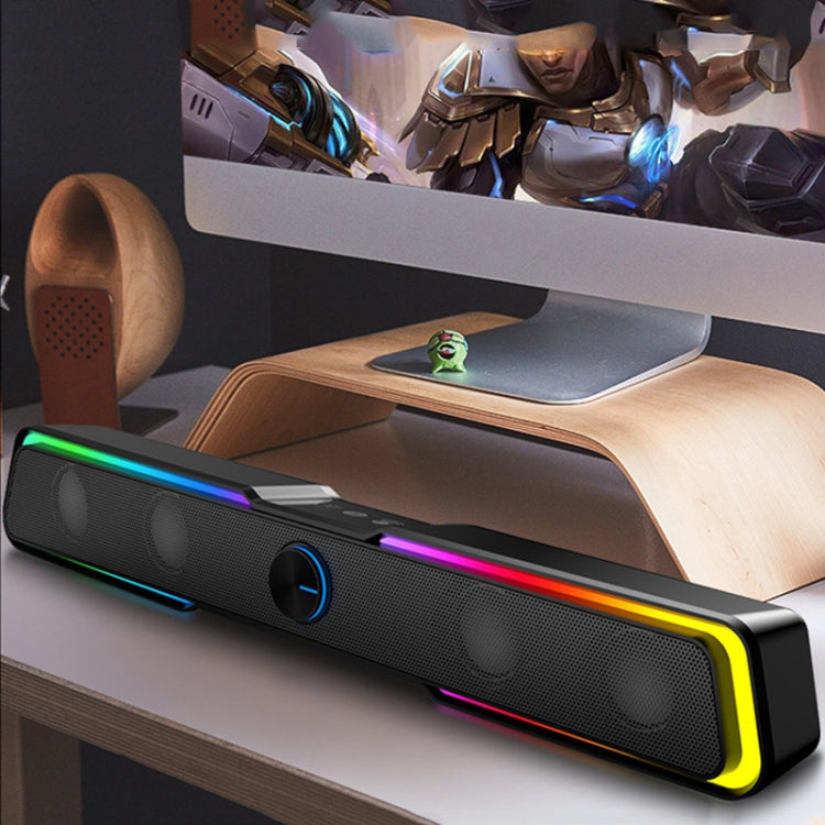HP DHE6002S RGB Lights HiFi Sound Effect Computer Audio Desktop Long Strip Altoparlanti, Wired Version, Wired+Bluetooth Version