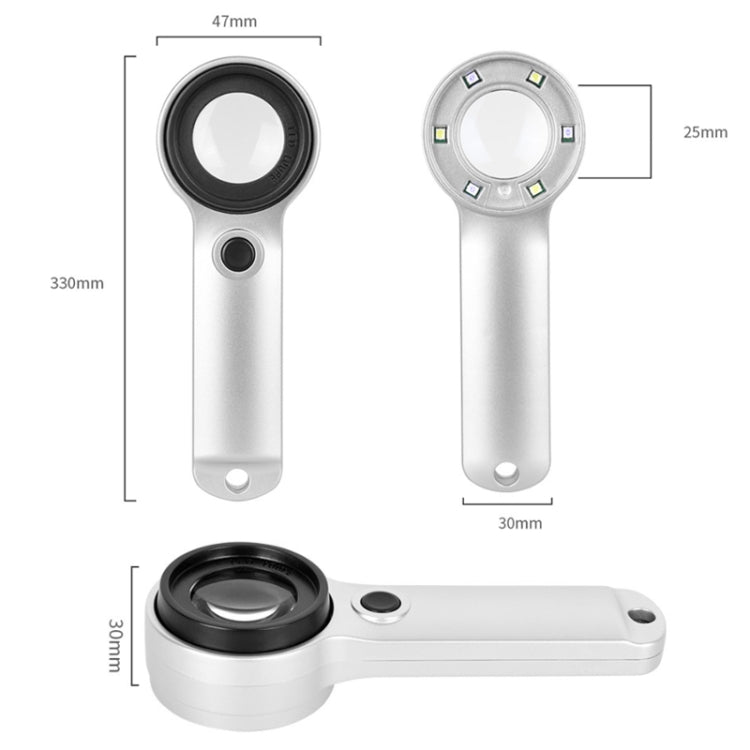 Lente d'ingrandimento portatile 30X con luce LED