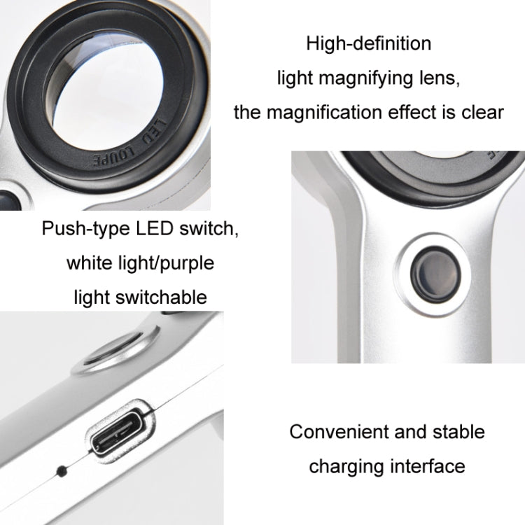 Lente d'ingrandimento portatile 30X con luce LED