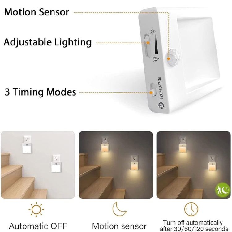 NL2101 Sensore di movimento LED Night Light AC Plug Dimmer Sleep Lights,Spec:, NL2101 Warm EU Plug, NL2101 Warm and White EU Plug, NL2101 Warm US Plug, NL2101 Warm and White US Plug, NL2101 Warm UK Plug, NL2101 Warm and White UK Plug