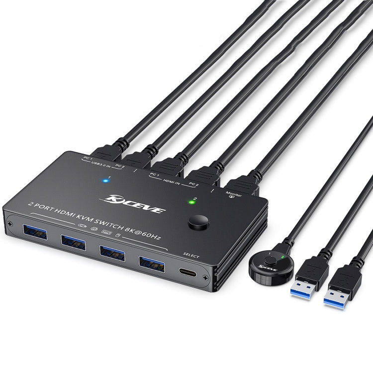 KC-KVM8201 USB3.0 Switch U Disk Printer Due computer per condividere switch KVM HDMI 8K, KC-KVM8201