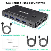 KC-KVM8201 USB3.0 Switch U Disk Printer Due computer per condividere switch KVM HDMI 8K, KC-KVM8201