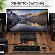 KC-KVM201A 2 In 1 Out 4K 60HZ HDMI KVM Switching USB3.0 Stampante a forma di computer condiviso U Disco, KC-KVM201A