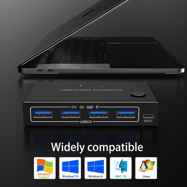 KC-KVM201A 2 In 1 Out 4K 60HZ HDMI KVM Switching USB3.0 Stampante a forma di computer condiviso U Disco, KC-KVM201A