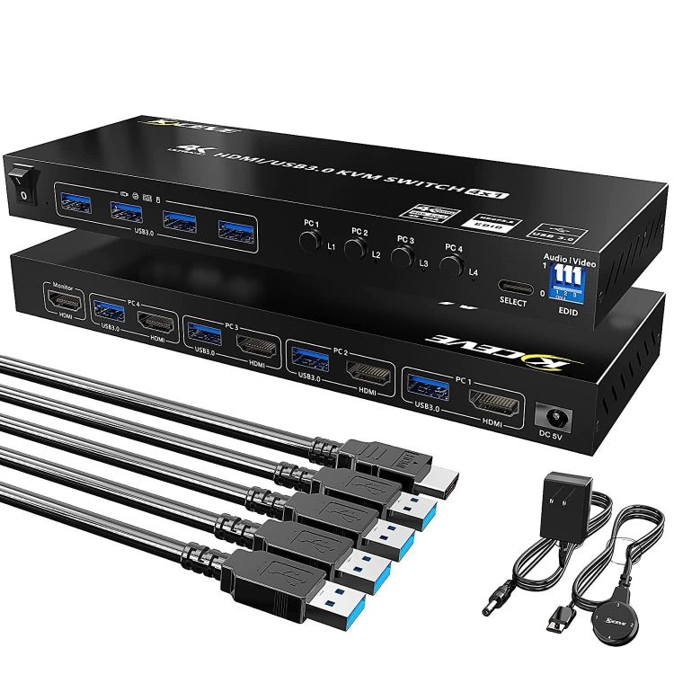 KVM401A Dispositivo condiviso USB 3.0 a 4 porte Convertitore condiviso HUB Switch KVM HDMI, KVM401A