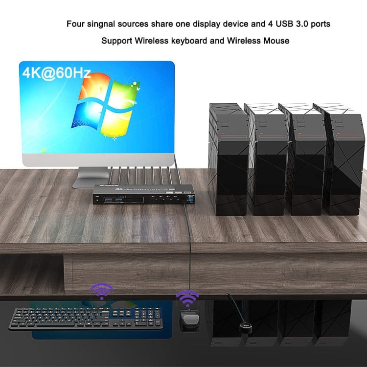 KVM401A Dispositivo condiviso USB 3.0 a 4 porte Convertitore condiviso HUB Switch KVM HDMI, KVM401A