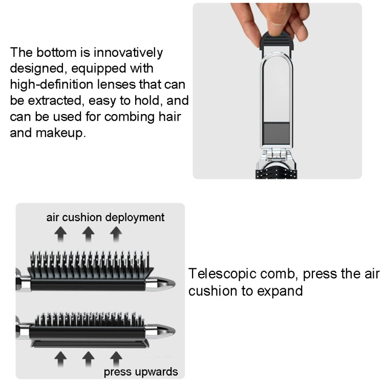 2 in 1 massaggio pettine cuscino d'aria specchio pettine integrato pettine pieghevole portatile, Comb Mirror