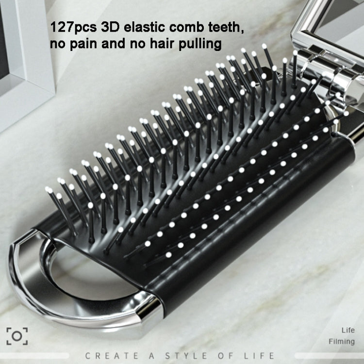2 in 1 massaggio pettine cuscino d'aria specchio pettine integrato pettine pieghevole portatile, Comb Mirror