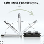 2 in 1 massaggio pettine cuscino d'aria specchio pettine integrato pettine pieghevole portatile, Comb Mirror