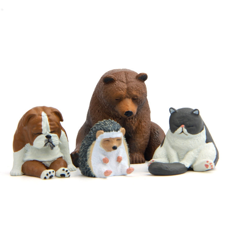 Magneti da frigo per la figura dello zoo addormentato seduto della serie Warm, Brown Bear, Pug dog, Fat Cat, Hedgehog