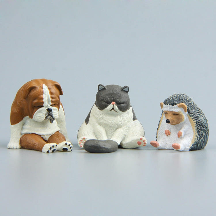 Magneti da frigo per la figura dello zoo addormentato seduto della serie Warm, Brown Bear, Pug dog, Fat Cat, Hedgehog