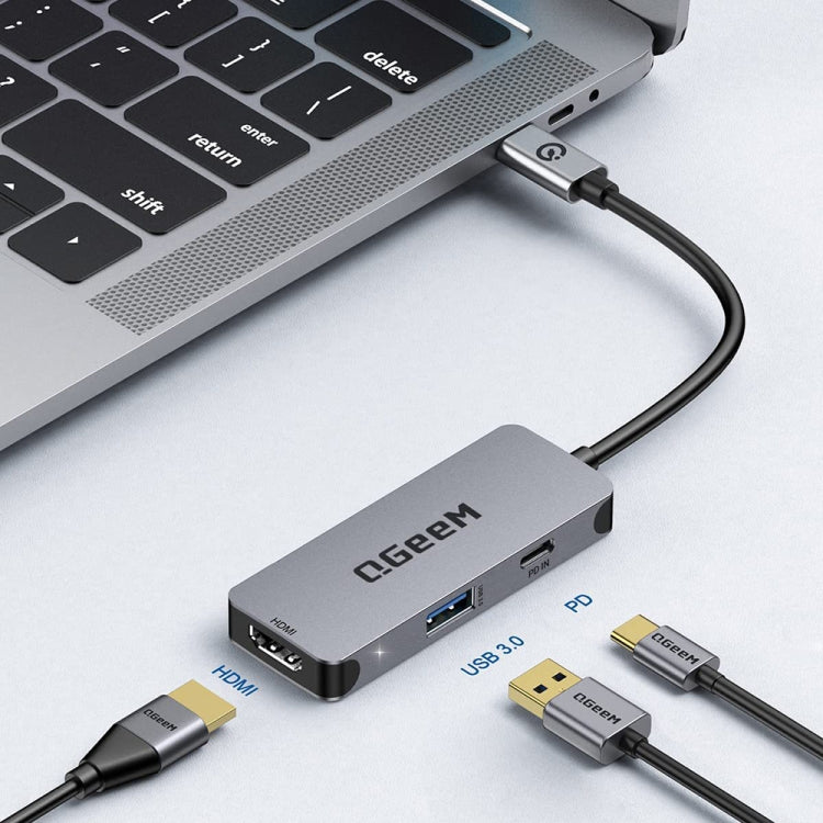 QGeeM UH03-1 Docking station multifunzionale USB 3.0 Tipo-C PD100W HUB, UH03-1 (3 in 1)