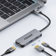 QGeeM UH03-1 Docking station multifunzionale USB 3.0 Tipo-C PD100W HUB, UH03-1 (3 in 1)
