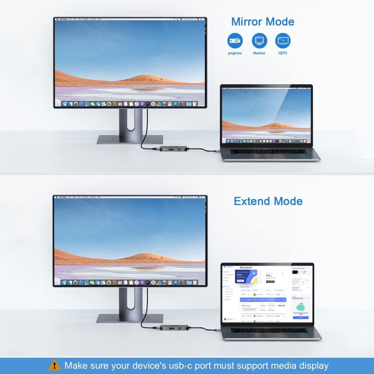 QGeeM UH03-1 Docking station multifunzionale USB 3.0 Tipo-C PD100W HUB, UH03-1 (3 in 1)