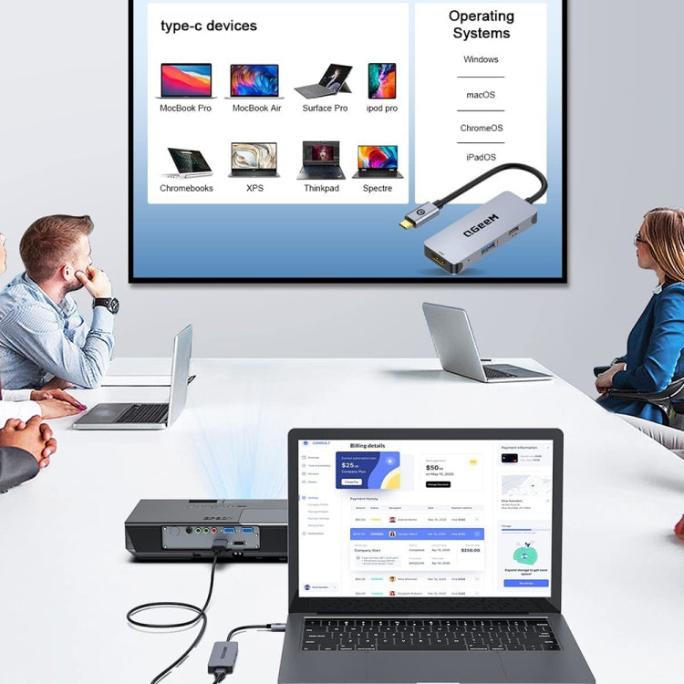 QGeeM UH03-1 Docking station multifunzionale USB 3.0 Tipo-C PD100W HUB, UH03-1 (3 in 1)
