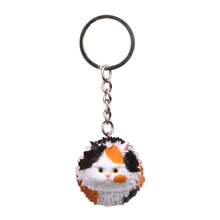 Ornamento rotondo dell'anello chiave del fumetto del portachiavi del gatto della tigre, 3 Color, Black, Coffee White, Yellow White, Gray, White