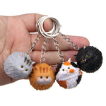 Ornamento rotondo dell'anello chiave del fumetto del portachiavi del gatto della tigre, 3 Color, Black, Coffee White, Yellow White, Gray, White