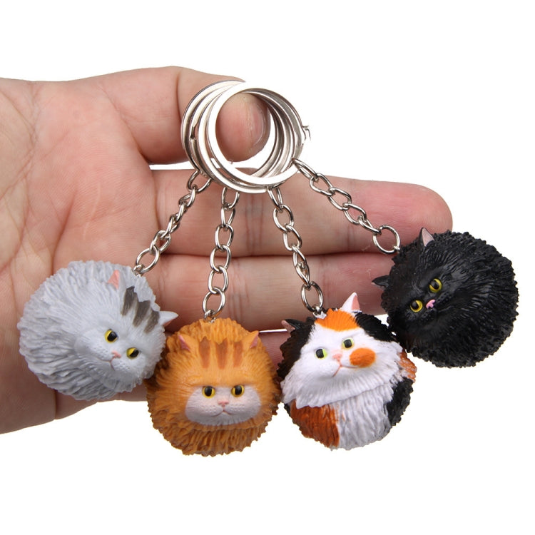 Ornamento rotondo dell'anello chiave del fumetto del portachiavi del gatto della tigre, 3 Color, Black, Coffee White, Yellow White, Gray, White