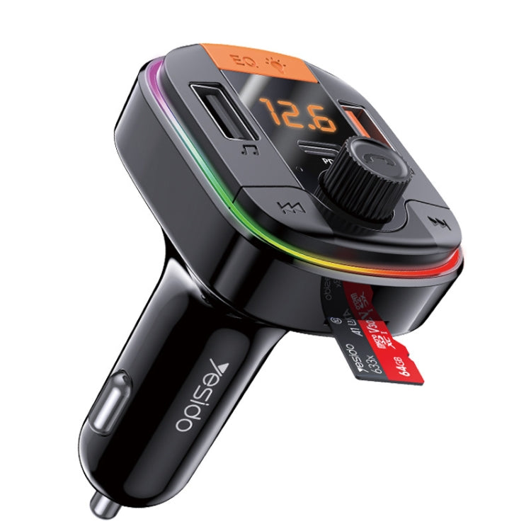 Yesido Y45 Caricabatteria per auto PD Accendisigari QC Ricarica per auto USB Bluetooth Display digitale FM, Y45