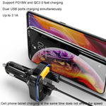 Yesido Y45 Caricabatteria per auto PD Accendisigari QC Ricarica per auto USB Bluetooth Display digitale FM, Y45