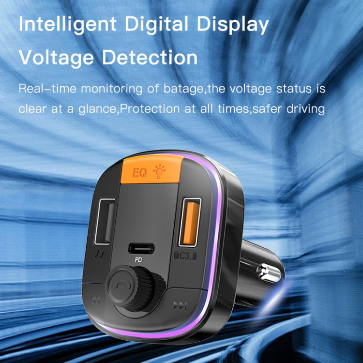 Yesido Y45 Caricabatteria per auto PD Accendisigari QC Ricarica per auto USB Bluetooth Display digitale FM, Y45