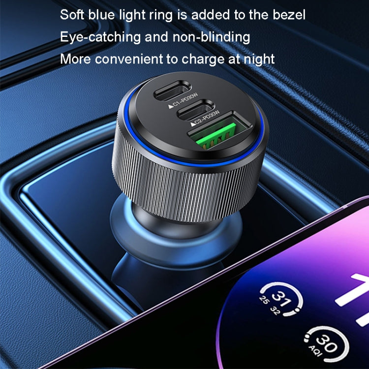 Caricabatterie rapido USB 3.0 per auto Yesido Y50 Ricarica rapida PD in lega di alluminio da 30 W, Y50