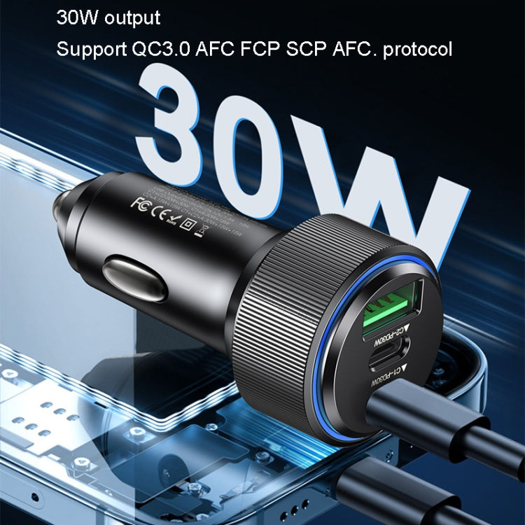 Caricabatterie rapido USB 3.0 per auto Yesido Y50 Ricarica rapida PD in lega di alluminio da 30 W, Y50